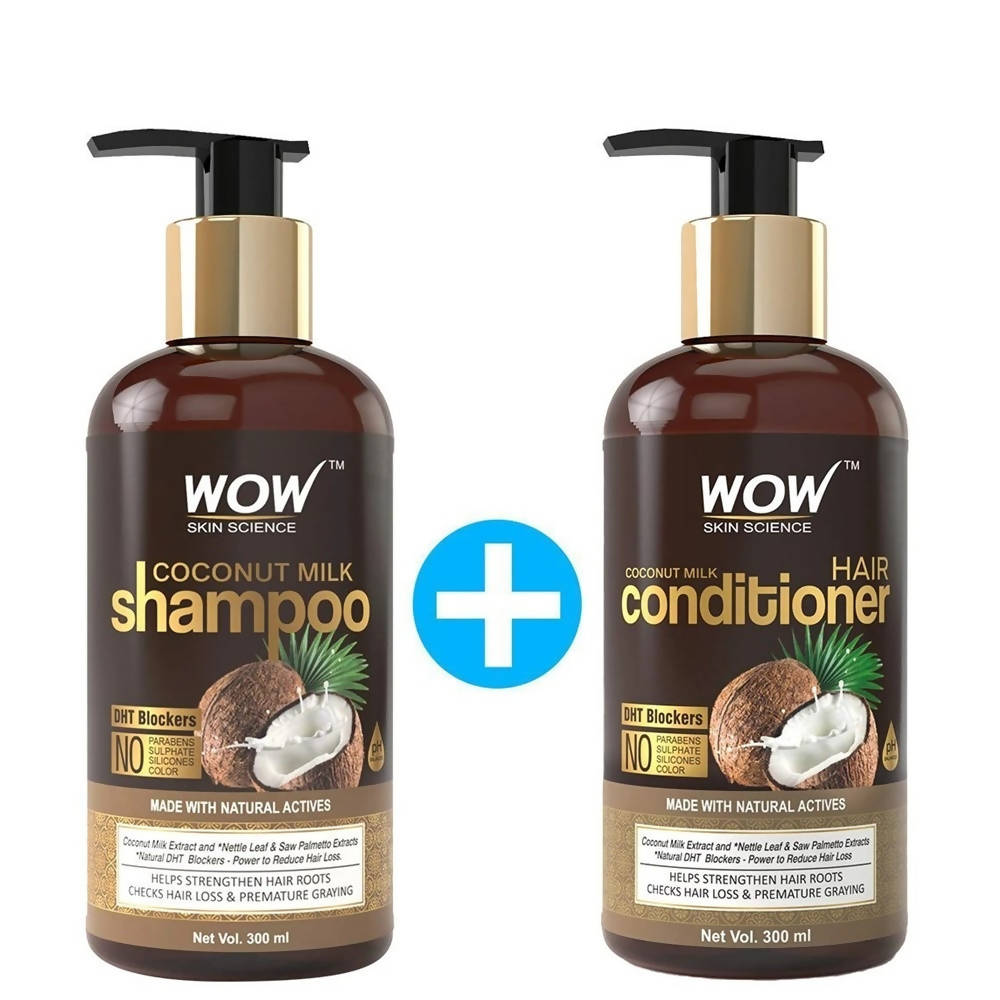 Wow Skin Science Coconut Milk Shampoo & Hair Conditioner | Grocsy