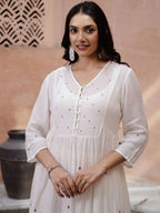 Sangria Floral Embroidered Thread Work Kurta with Trouser | Grocsy