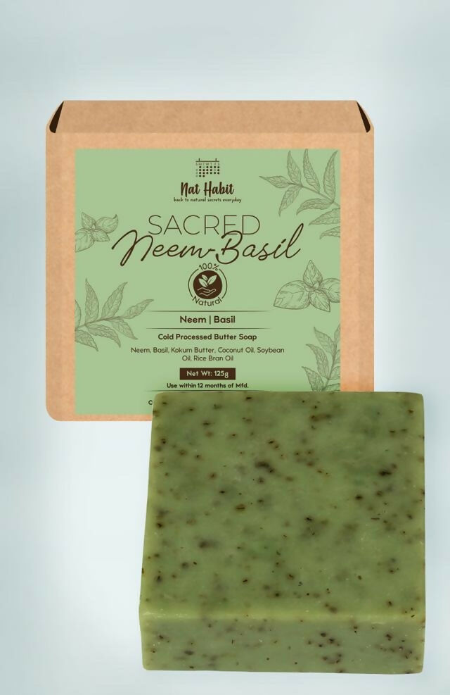 Nat Habit Cold Processed Sacred Neem-Basil Soap | Grocsy