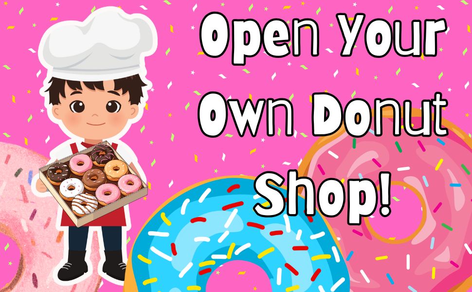 The Small Wonderland Pretend Play Donut Shop Set – 12 Colorful Fabric Donuts with Play Menu, ATM Cards, Money, and Shop Poster | Grocsy