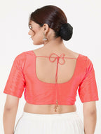 Joban Fashion Fuschia-Pink Taffeta Silk Elbow Sleeveless Front Open Blouse | Grocsy