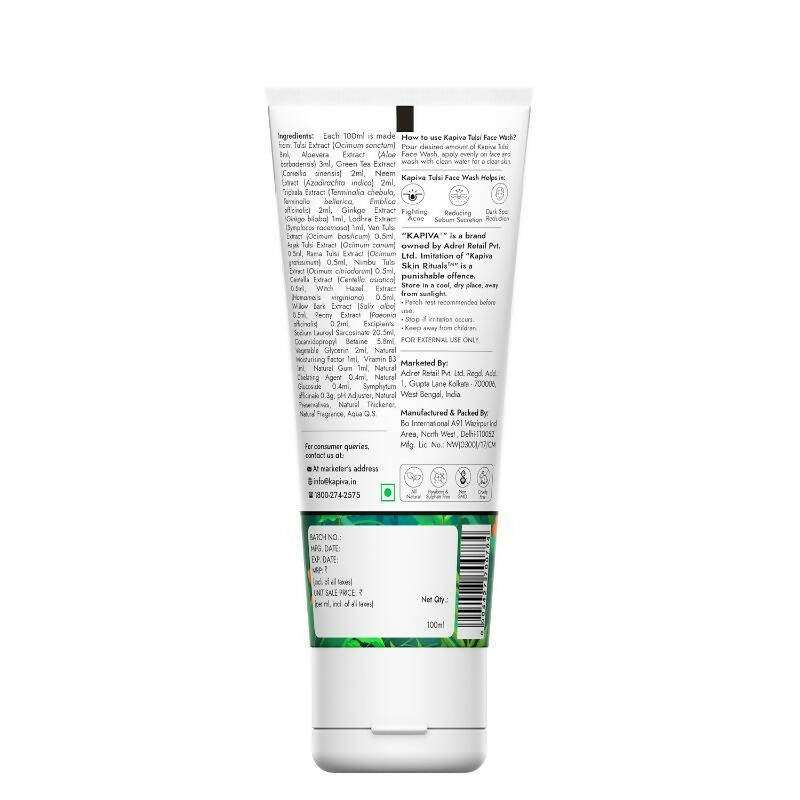 Kapiva Ayurveda Skin Rituals Acne Control Tulsi Face Wash | Grocsy