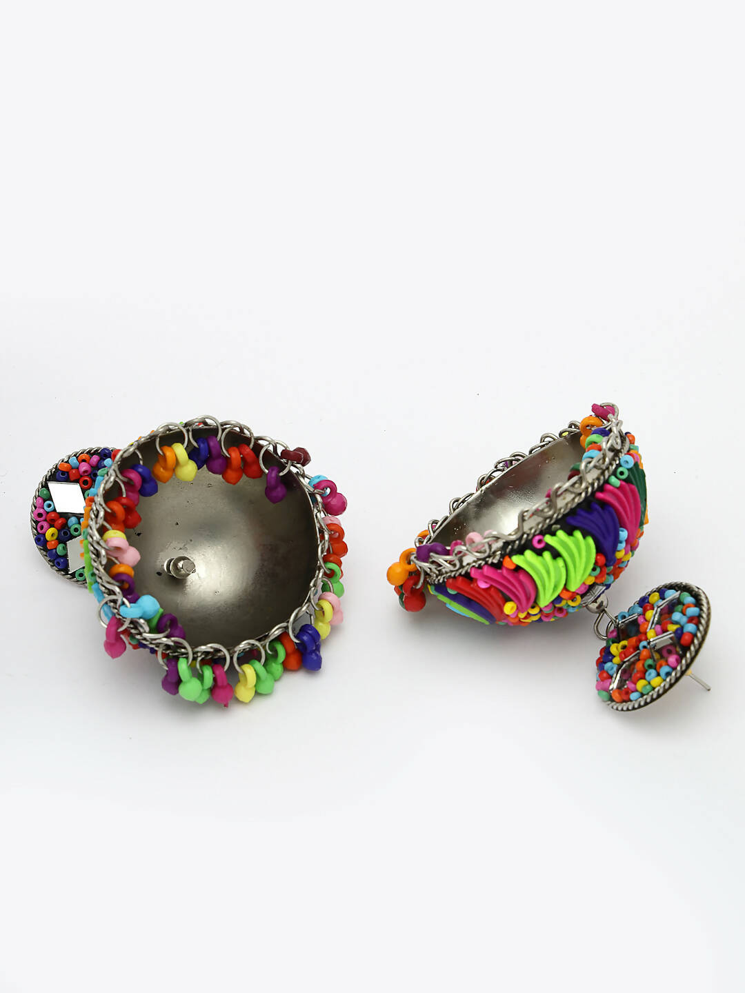 NVR Women Multi Color Artificial Beads Brass-Plated Jhumka Earrings | Grocsy