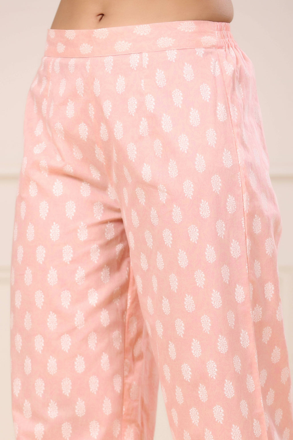 Juniper Women's Peach Printed Straight Kurta Sets | Grocsy