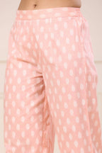 Juniper Women's Peach Printed Straight Kurta Sets | Grocsy
