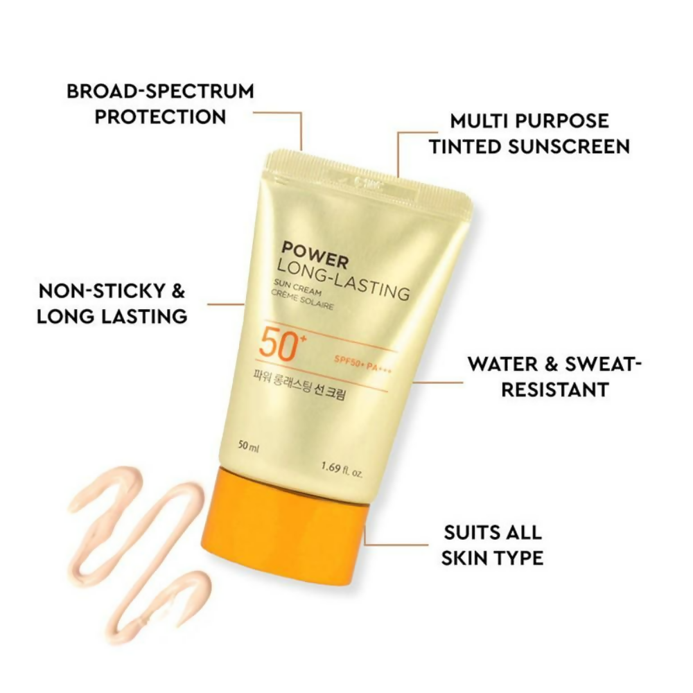 The Face Shop Power Long-Lasting SPF 50+ Pa+++ Tinted Sunscreen | Grocsy
