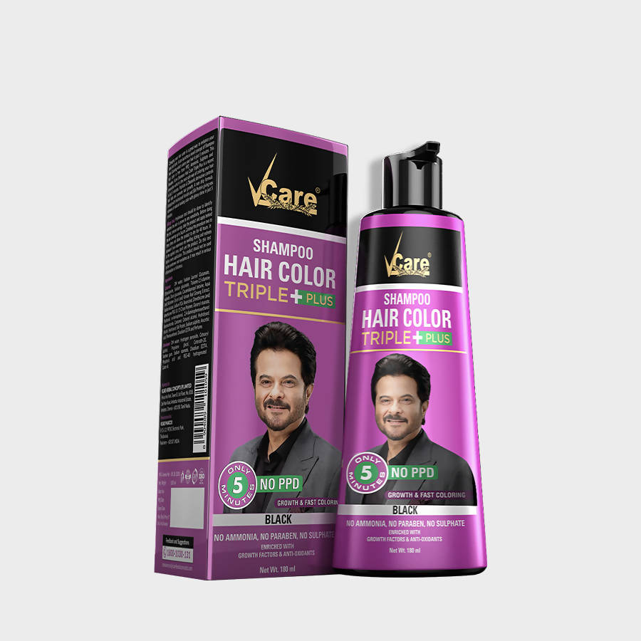 VCare Shampoo Hair Color Triple Plus - Black Color | Grocsy
