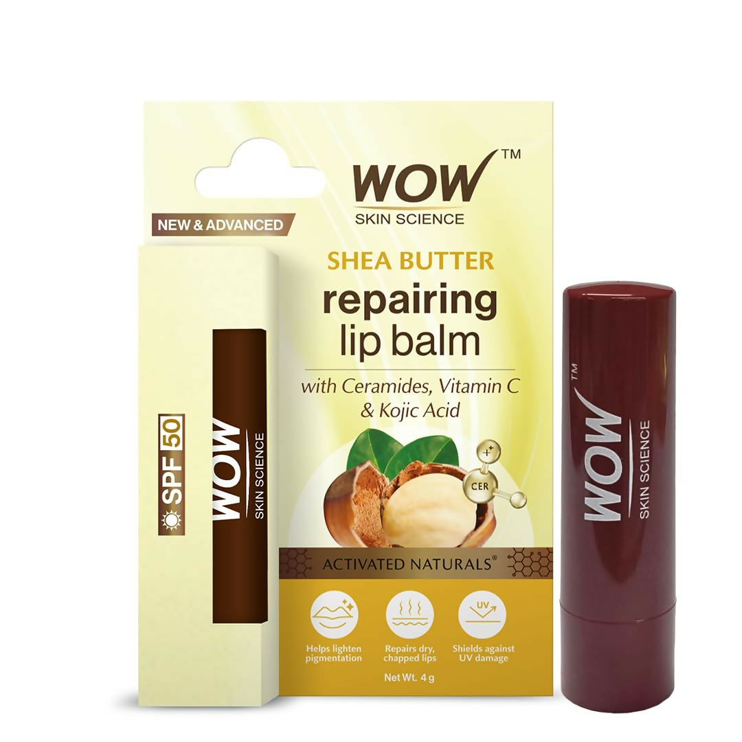 WOW Skin Science Shea Butter & Ceramides Repairing Lip Balm with SPF 50 | Grocsy