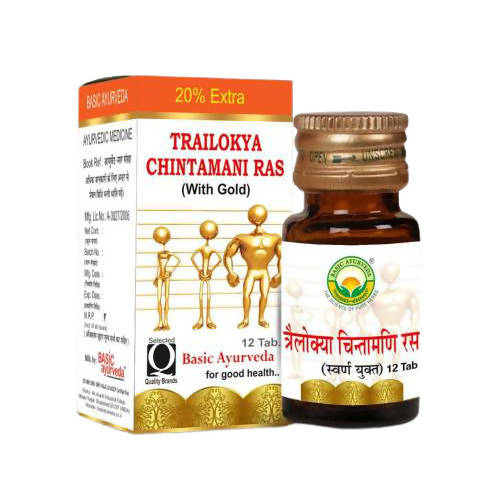 Basic Ayurveda Trailokya Chintamani Ras with Gold | Grocsy