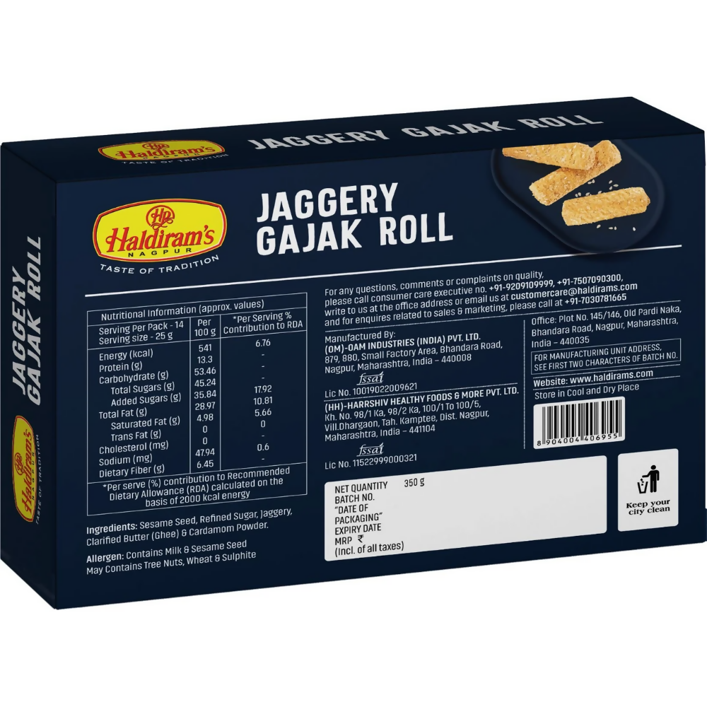 Haldiram's Jaggery Gajak Roll | Grocsy