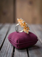 Inhanns Rang-E-Roshan Adjustable Ring – Handmade Crystal Statement Ring - Peach | Grocsy