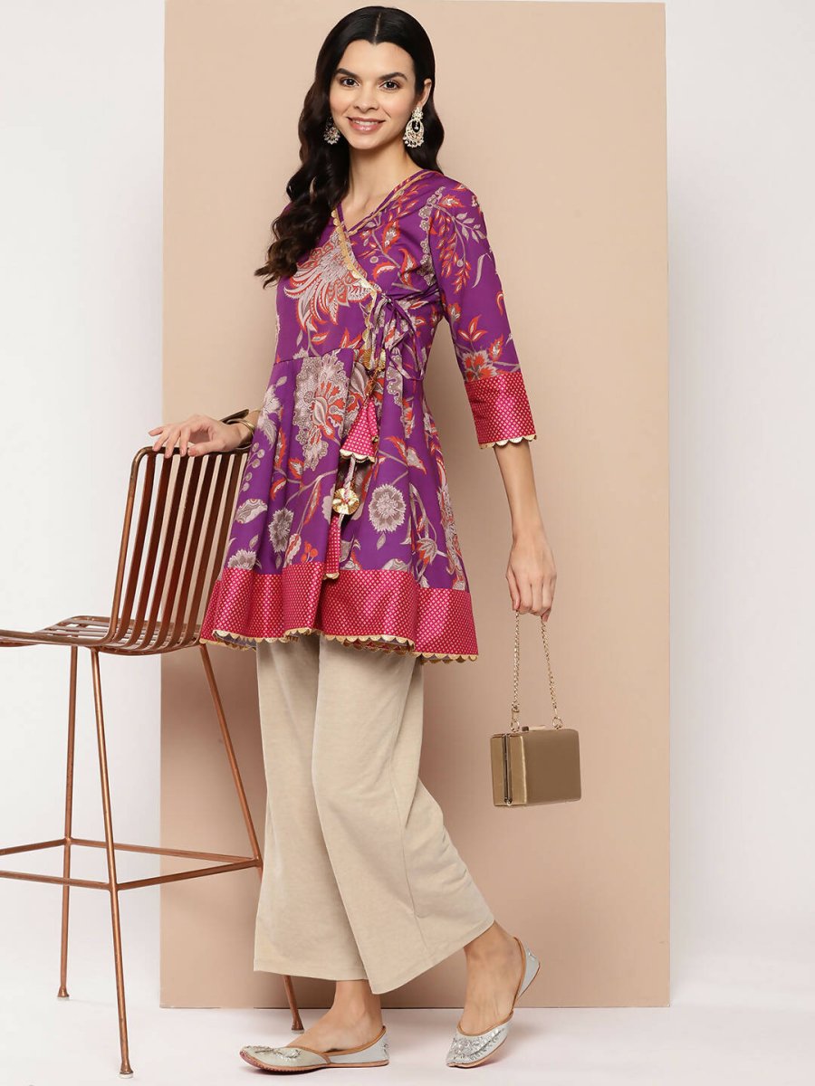 Ahalyaa Women's Traditional wear Tunic - Purple | Grocsy