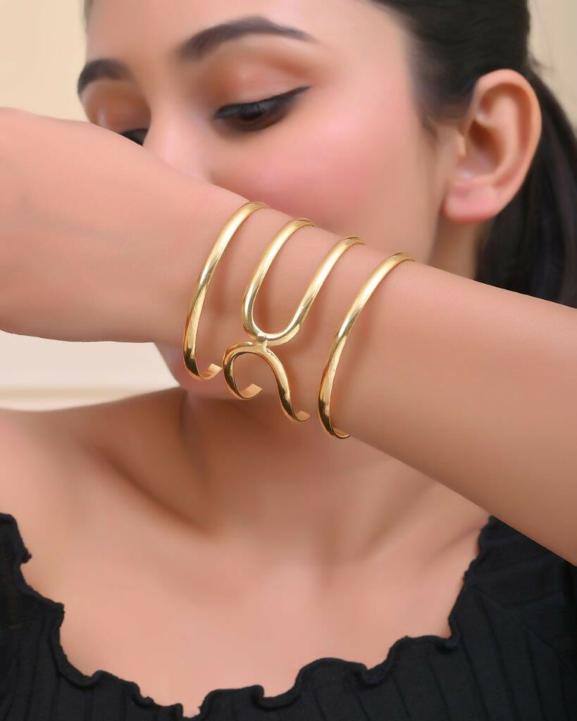 VOJ Gold-Polished multi Layer Kada Bracelet | Grocsy
