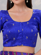 Joban Fashion Women Silk Royal-Blue Stitched Blouse | Grocsy