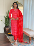 The52 Women's Muslin hand Embroidered Straight Kurta, Pant and Dupatta Set | Grocsy
