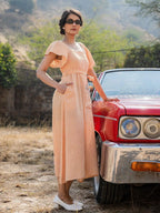 Yufta Orange Checked Dress | Grocsy