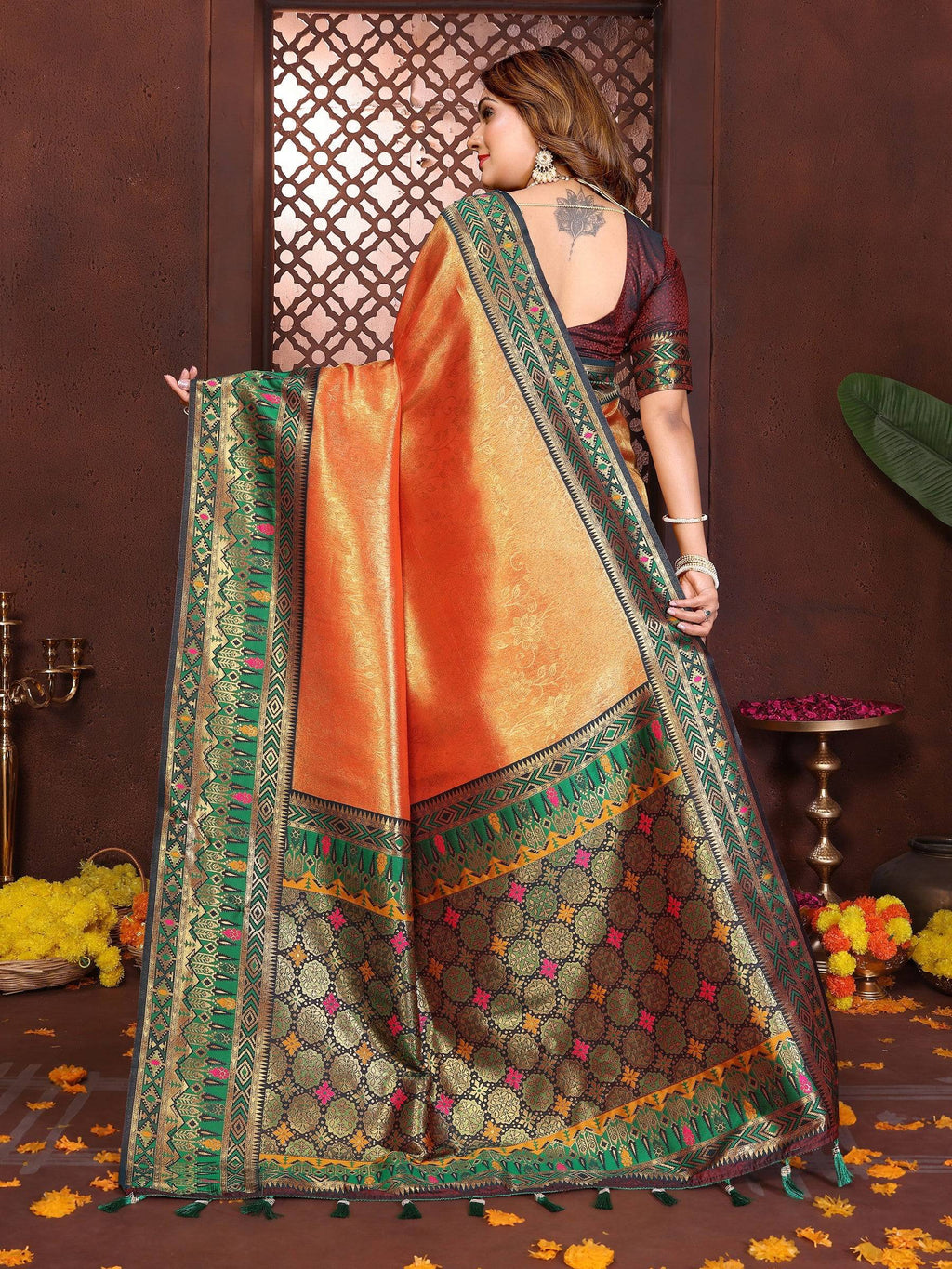 Anaita Banarasi Tissue Silk Saree | Grocsy