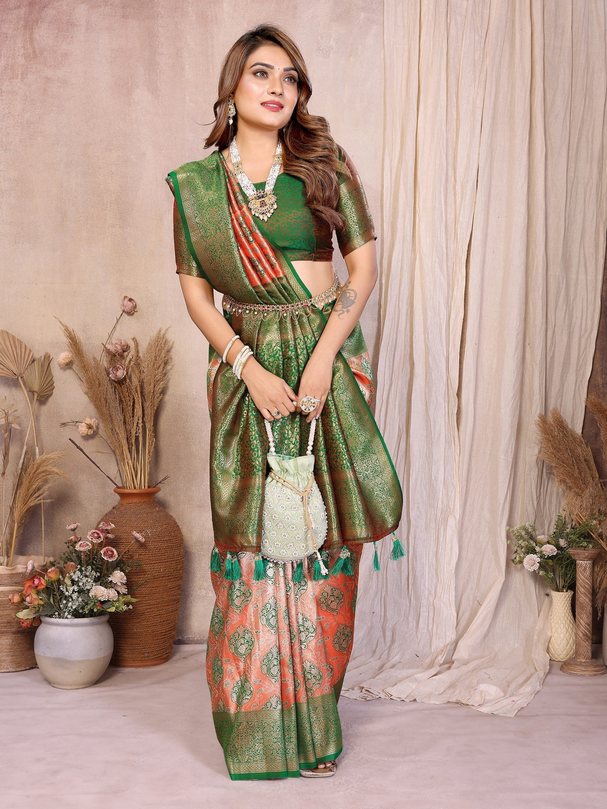 Anaita Banarasi Tissue Silk Saree | Grocsy