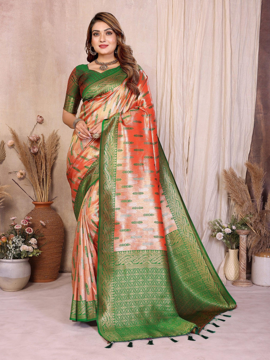 Anaita Banarasi Tissue Silk Saree | Grocsy