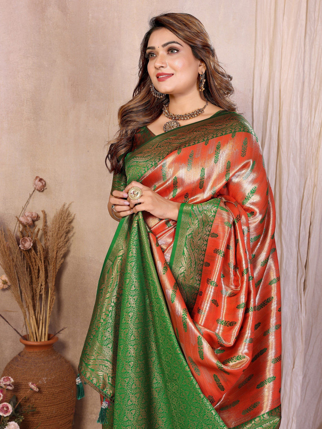 Anaita Banarasi Tissue Silk Saree | Grocsy
