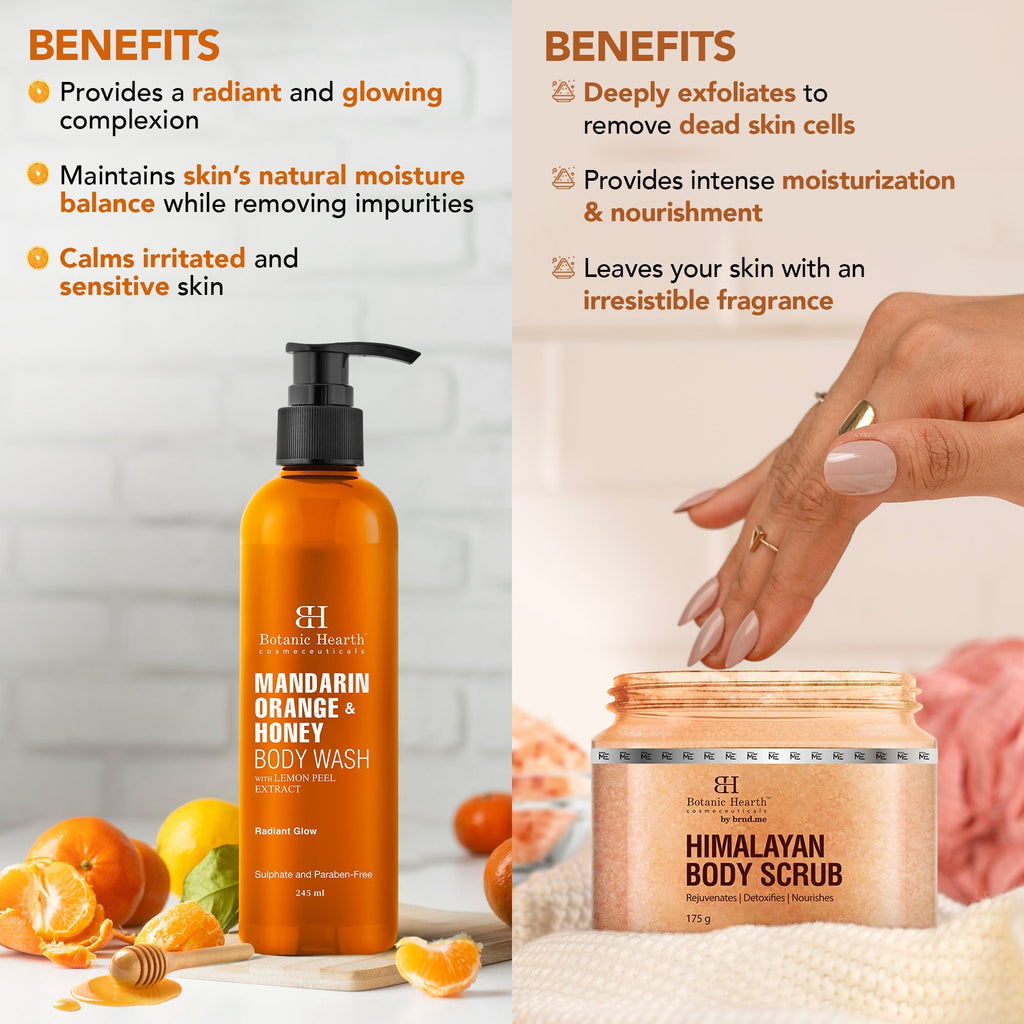Botanic Hearth Mandarin Orange Body Wash & Himalayan Scrub | Grocsy