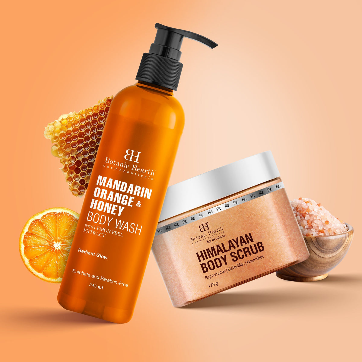 Botanic Hearth Mandarin Orange Body Wash & Himalayan Scrub | Grocsy