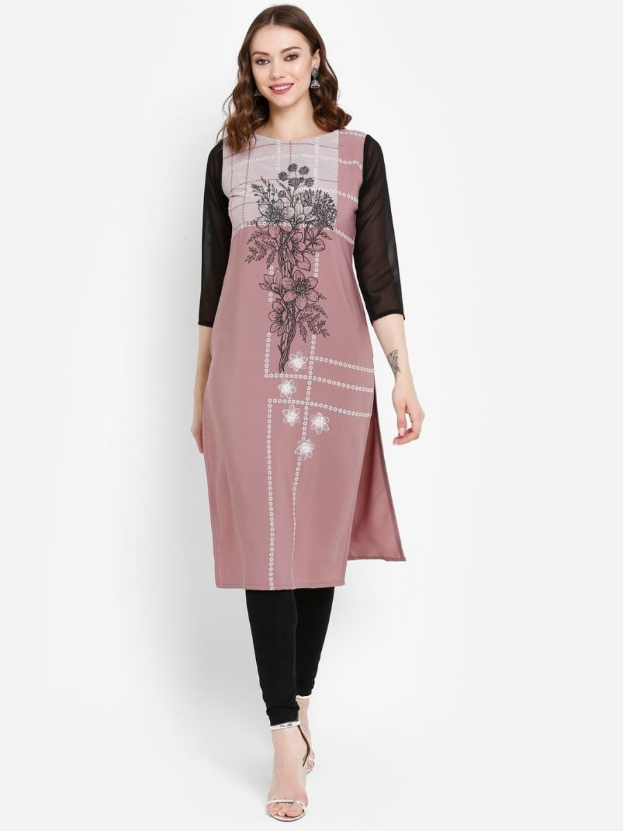 Ahalyaa Women Mauve Printed Straight Kurta | Grocsy