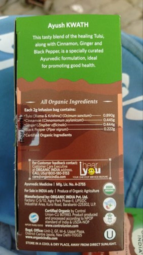 Organic India Ayush Kwath - 25 Tea Bags | Grocsy