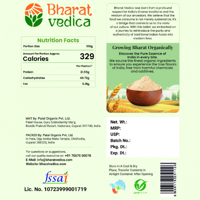 Bharat Vedica Organic Besan Flour - Organic Besan ka Atta | Grocsy