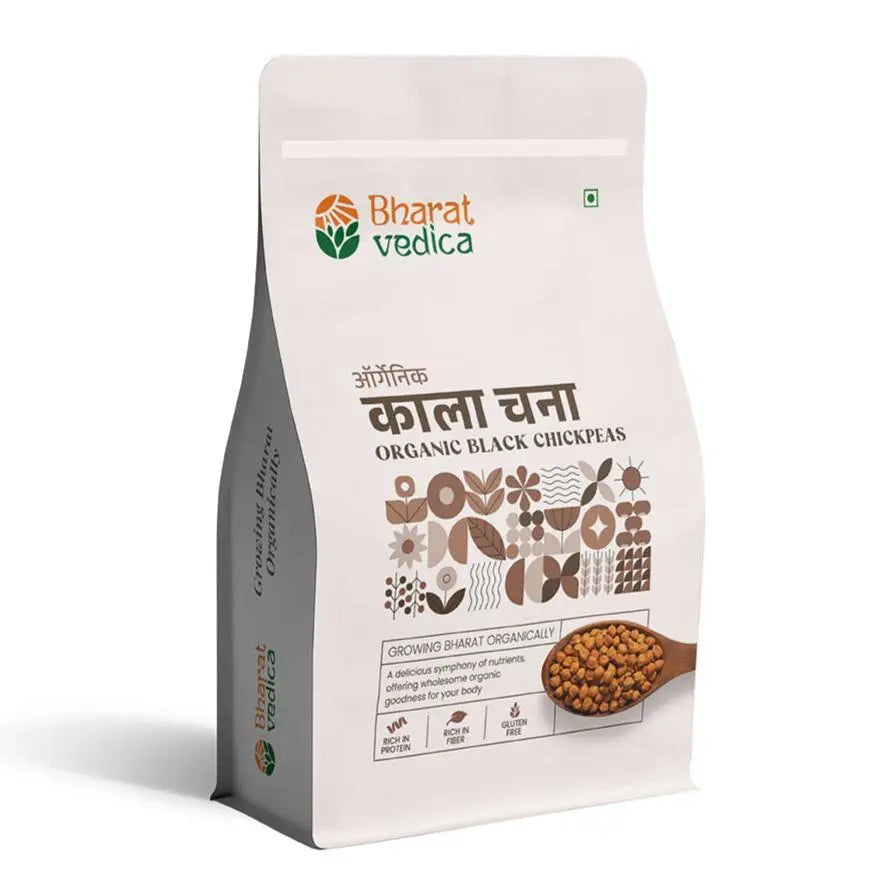 Bharat Vedica Organic Black Chickpeas - Organic Black Chana | Grocsy