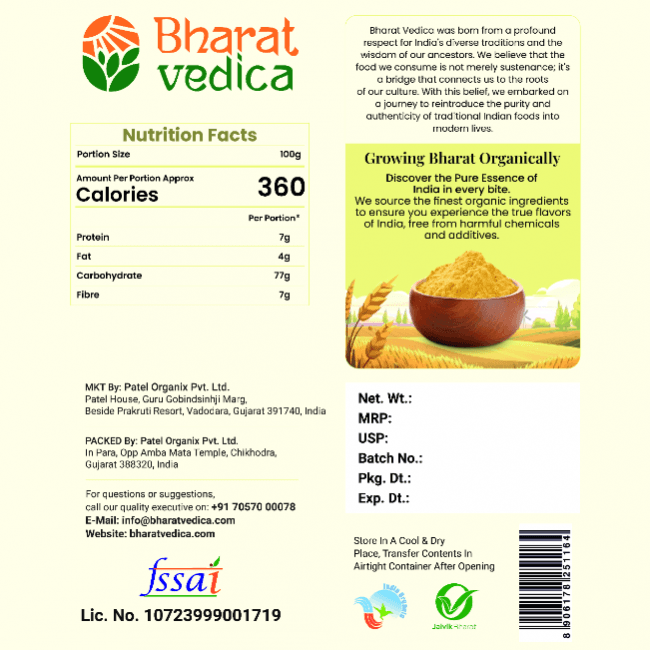 Bharat Vedica Organic Corn Flour - Organic Makki ka Atta | Grocsy