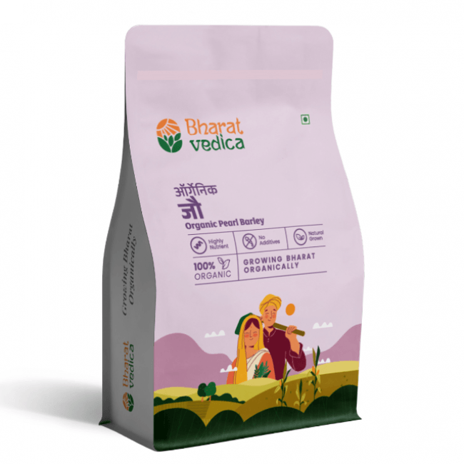 Bharat Vedica Organic Pearl Barley - Organic Jau | Grocsy