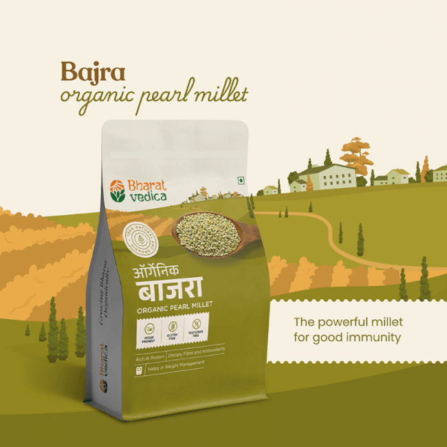 Bharat Vedica Organic Pearl Millet - Organic Bajra | Grocsy