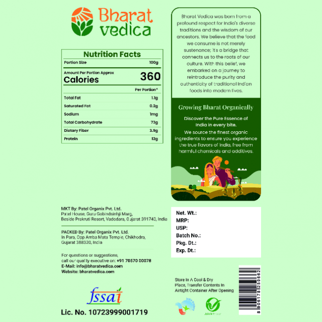 Bharat Vedica Organic Semolina - Organic Suji - Organic Rawa | Grocsy