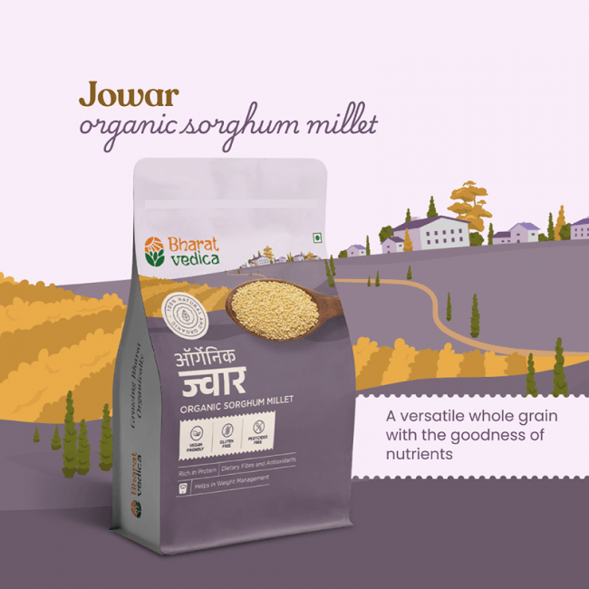 Bharat Vedica Organic Sorghum Millet - Organic Jowar | Grocsy