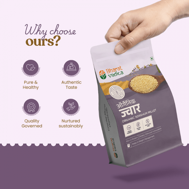 Bharat Vedica Organic Sorghum Millet - Organic Jowar | Grocsy