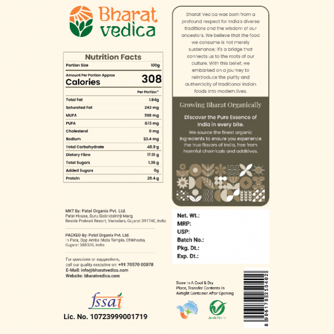 Bharat Vedica Organic White Peas - Organic Safed Matar | Grocsy