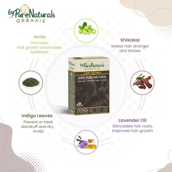 byPureNaturals Organic Pure Natural Powder Hair Colour - 2N Soft Black | Grocsy