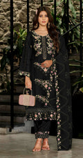 Anaita Black Fox Georgette Stitched Suit with Embroidery Sequins & Khatli Work | Grocsy