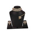 Mominos Fashion Trendy Gold-Polished with Stone & Pearls Necklace Set | Grocsy