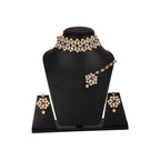 Mominos Fashion Trendy Gold-Polished with Stone & Pearls Necklace Set | Grocsy