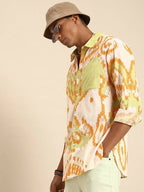 Off White Men Pure Cotton Relaxed Opaque Printed Casual Resort Shirt - Mahotsav | Grocsy
