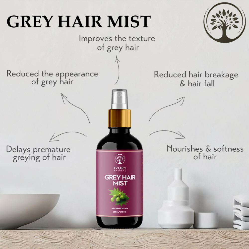 Ivory Natural Hair Mist For Greys Organic For Early Greying & Achieve Natural Black Color | Grocsy