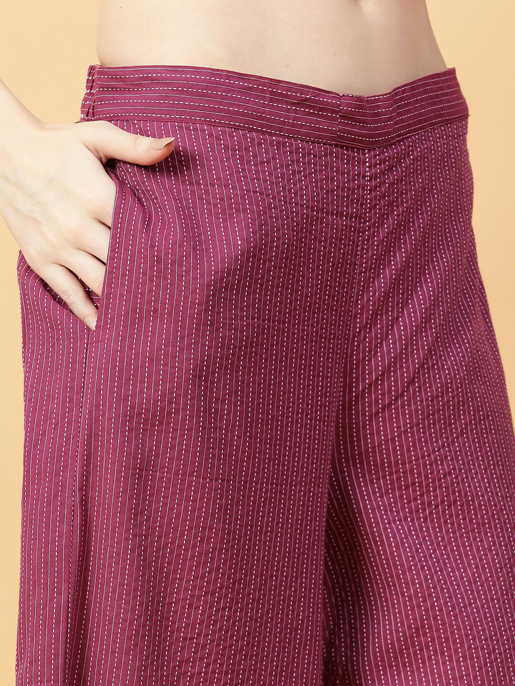 Joban Fashion Purple Cotton Khatha & Hand Work Co-ord Set | Grocsy