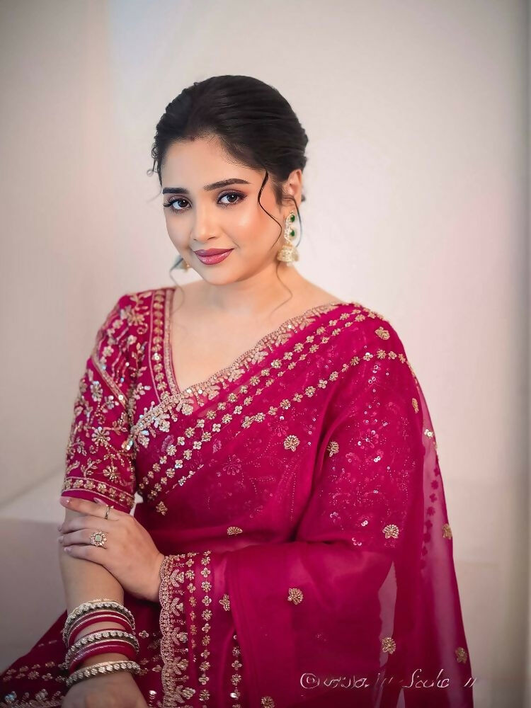 Joban Fashion Red Fandy Satin Silk Party Wear Sarees | Grocsy