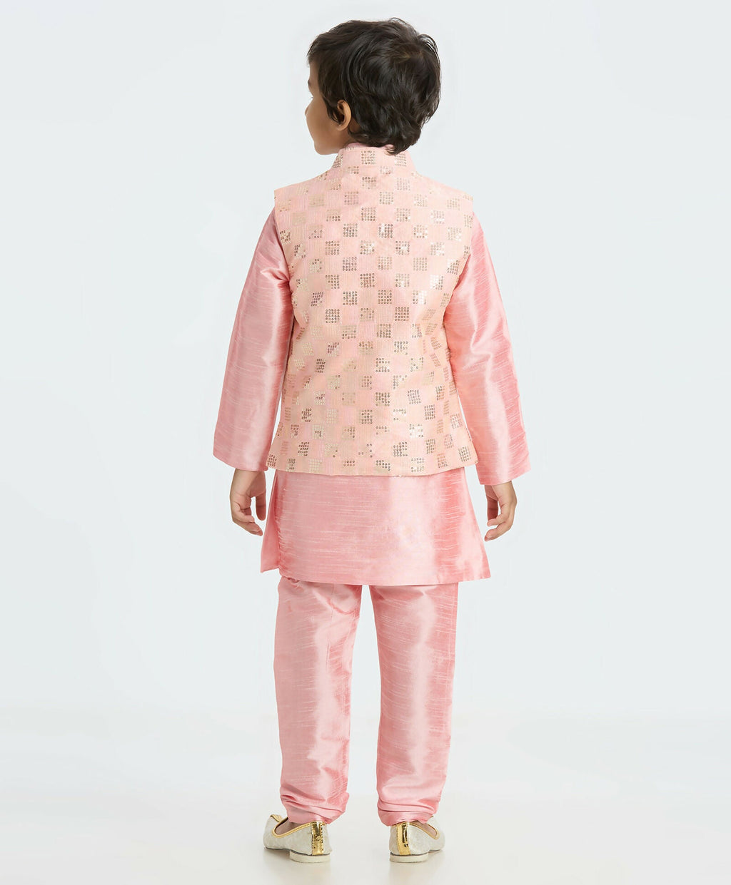 Joban Fashion Kids Island with Sequence work Nehru Jacket Full Sleeves Kurta, Pyjama Set - Pink | Grocsy