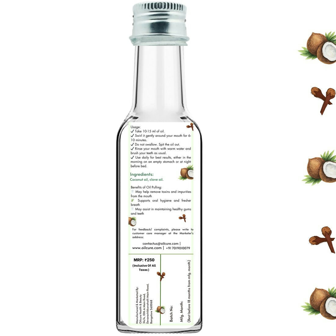 Oilcure Coconut Clove Oil Pulling | Grocsy
