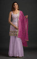 Anaita Lavender Georgette Suit with Embroidered Thread & Sequence Work | Grocsy