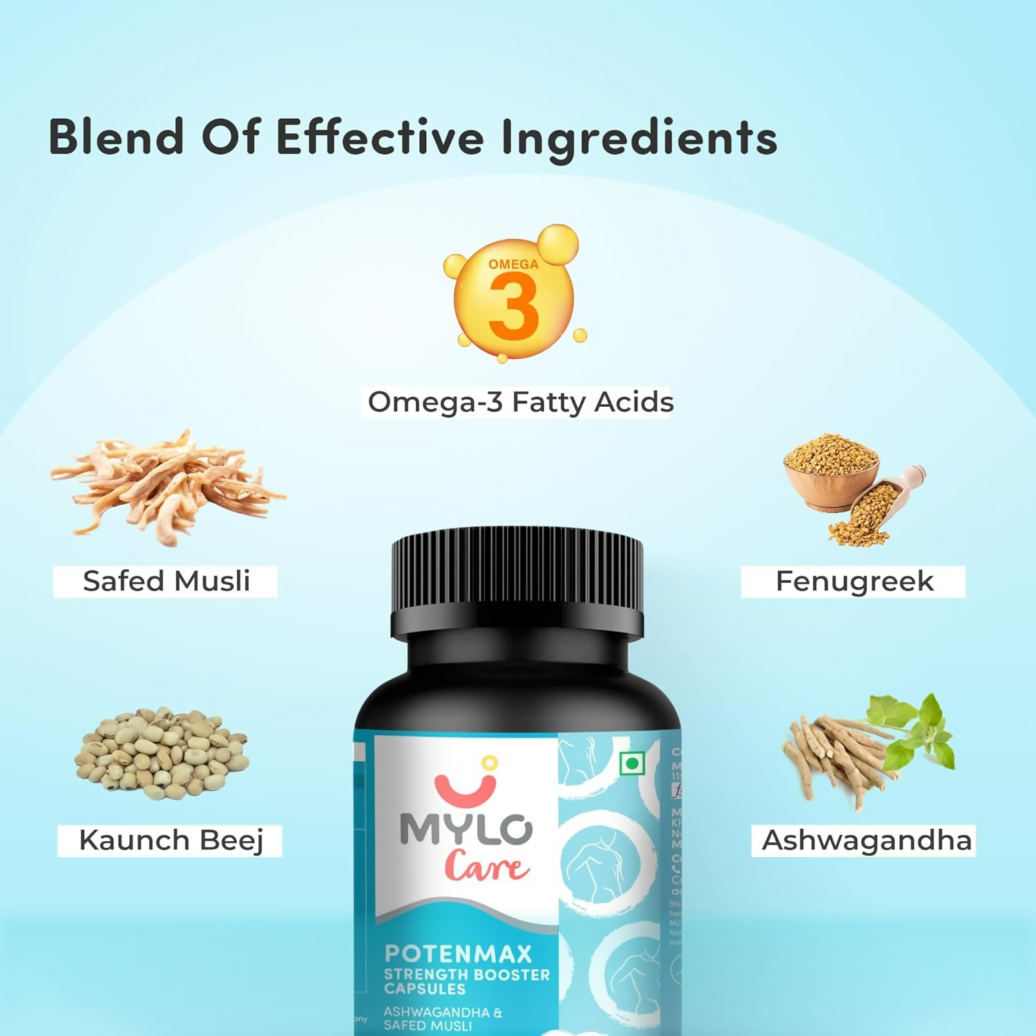 Mylo Care Potenmax Male Fertility Supplement - Veg Capsules | Grocsy