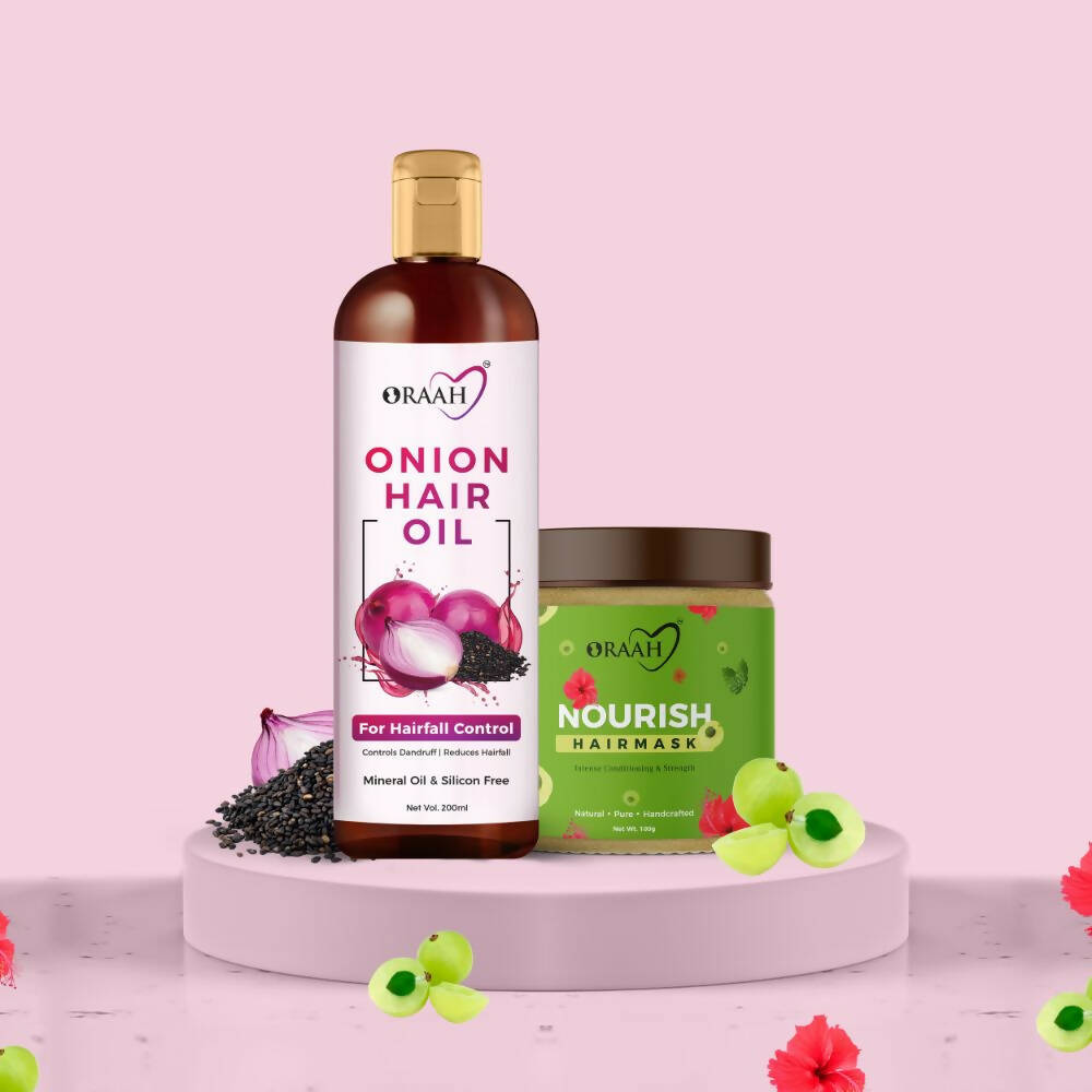 Oraah Hair Care Combo (Onion Hair Oil + Hair Mask) | Grocsy
